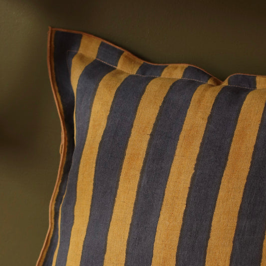 Dune Pillows | Linen Maris Pillow, Blue + Gold, 16"