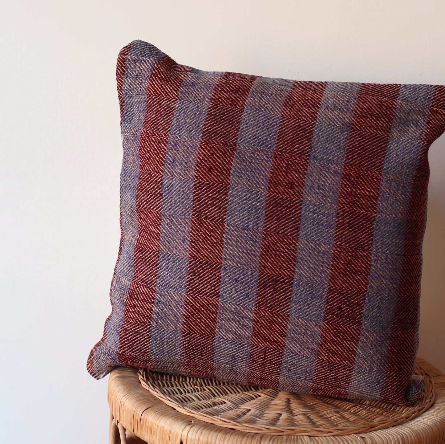 Kilim Pillow | Blue and Burgundy Check, includes insert, 16"