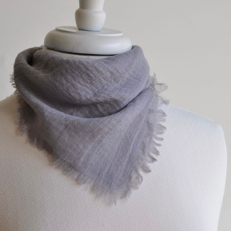 ice blue gray kerchief, gauze material