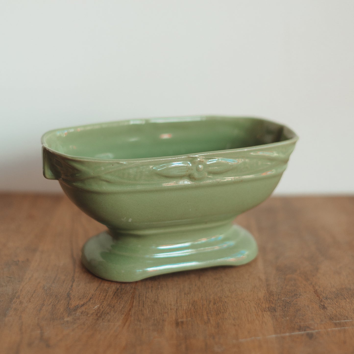 Green Ceramic Footed Rectangular Planter