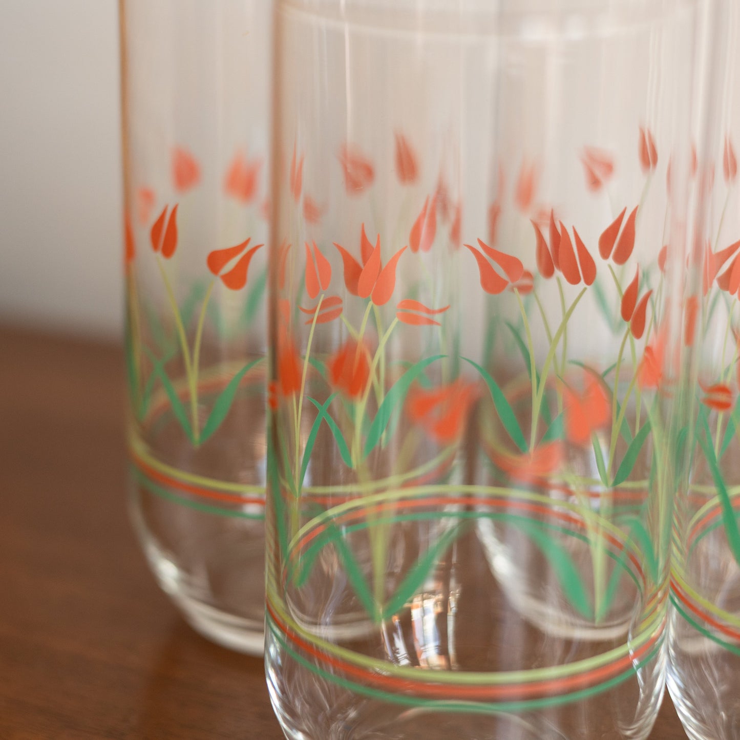 Tumbler Glasses with Tulip Stem Motif, Set of 4