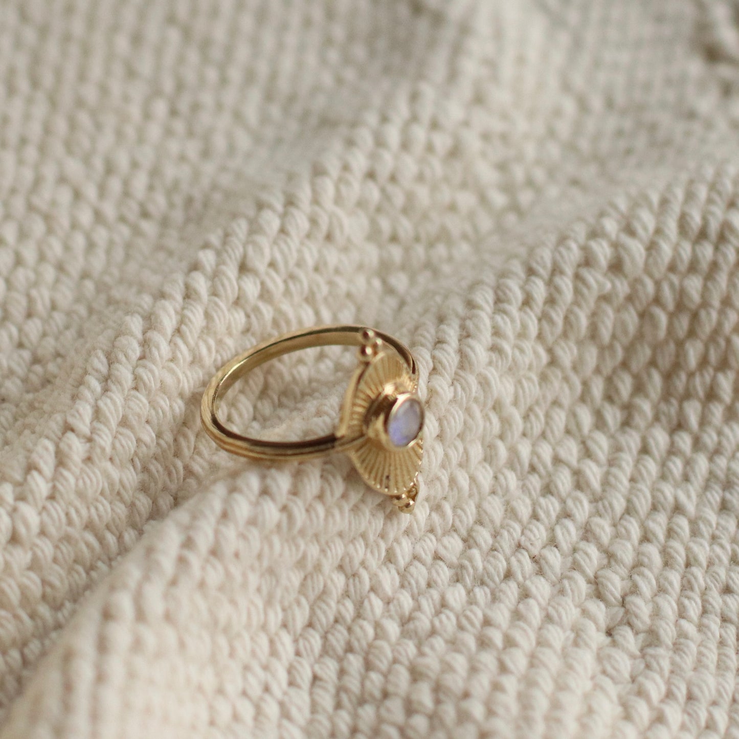Baizaar | Brass Royal Moonstone Sunray Ring