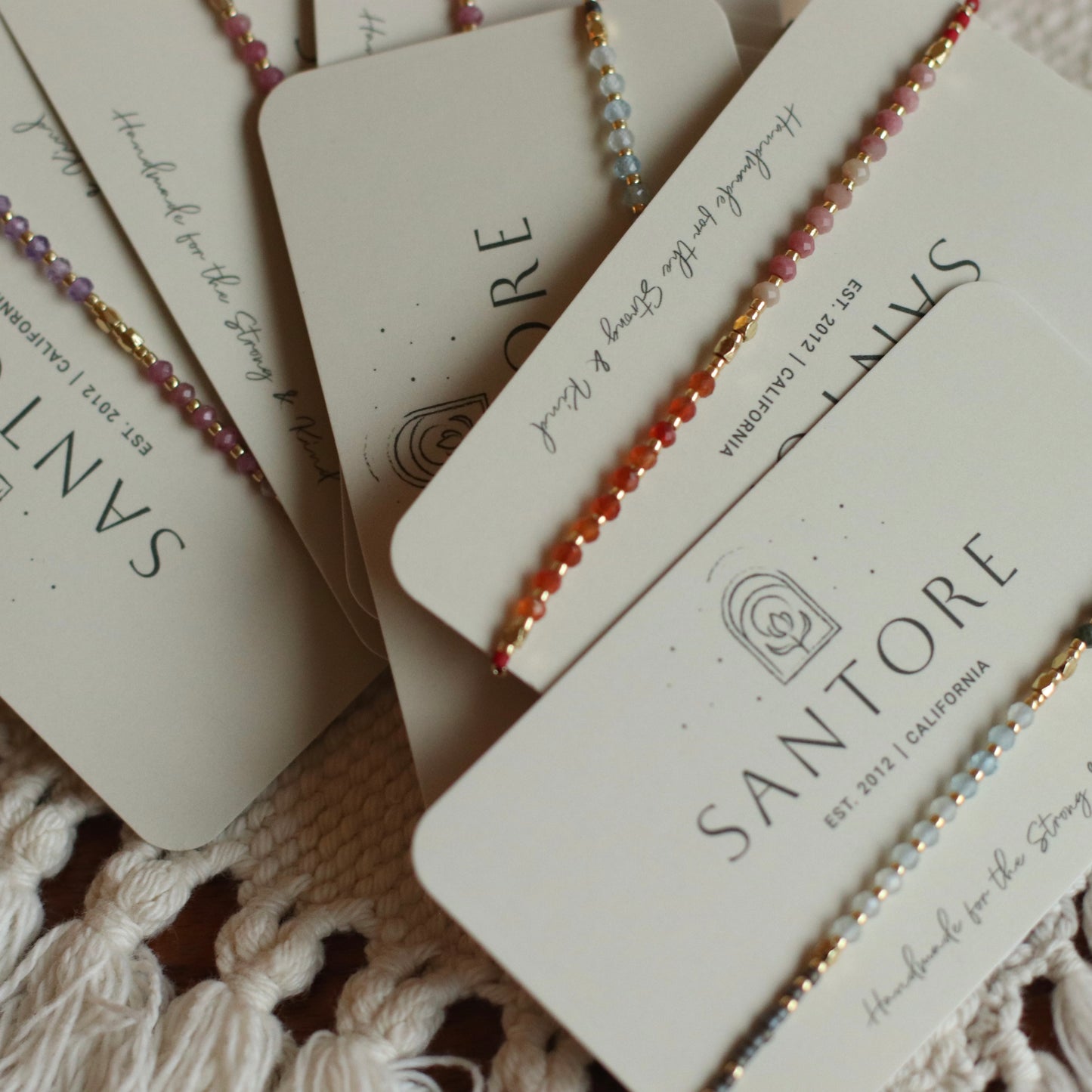 Santore | Gemstone and Seed Bead Adjustable Thread Bracelet, assorted colors