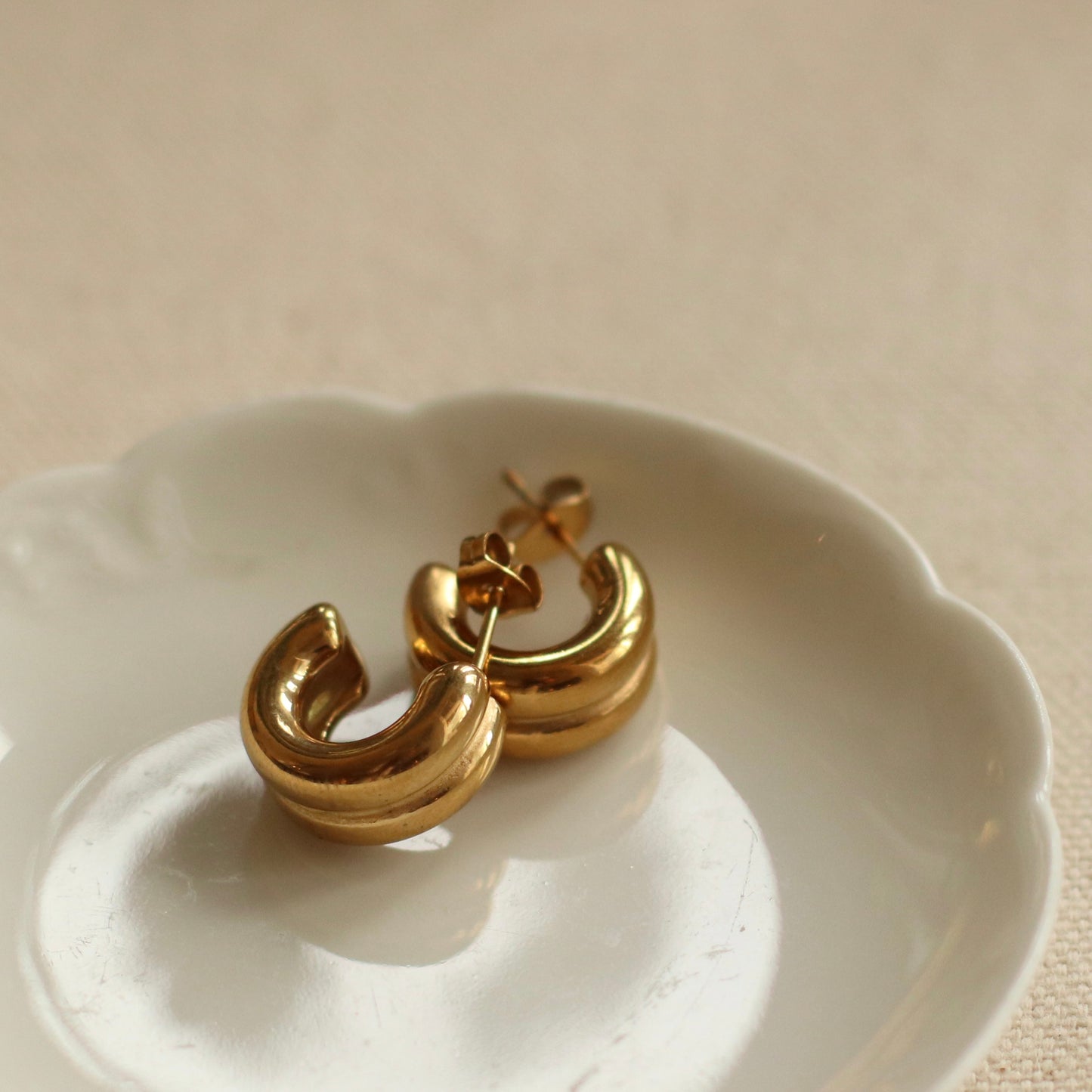 Dune Hoops | Gold Stainless Steel Double Hoop Stud Earring