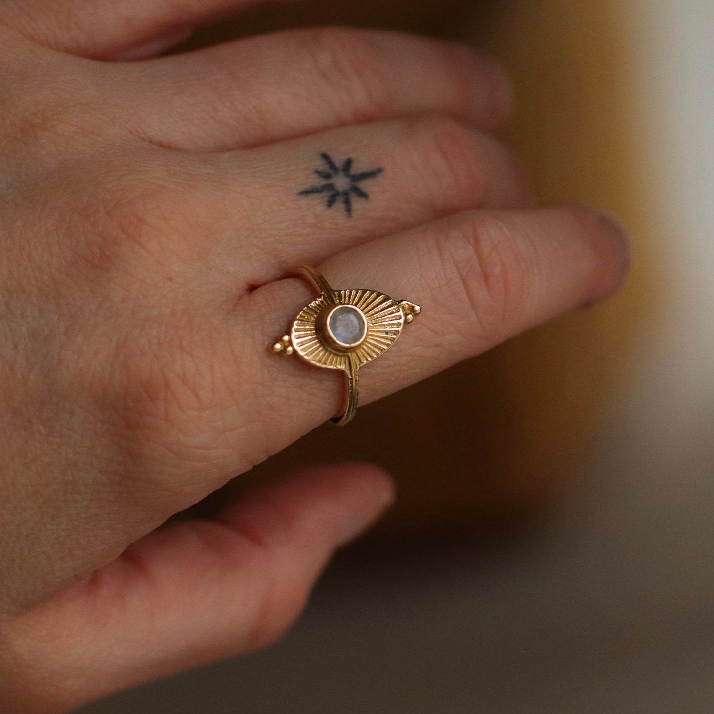 Baizaar | Brass Royal Moonstone Sunray Ring