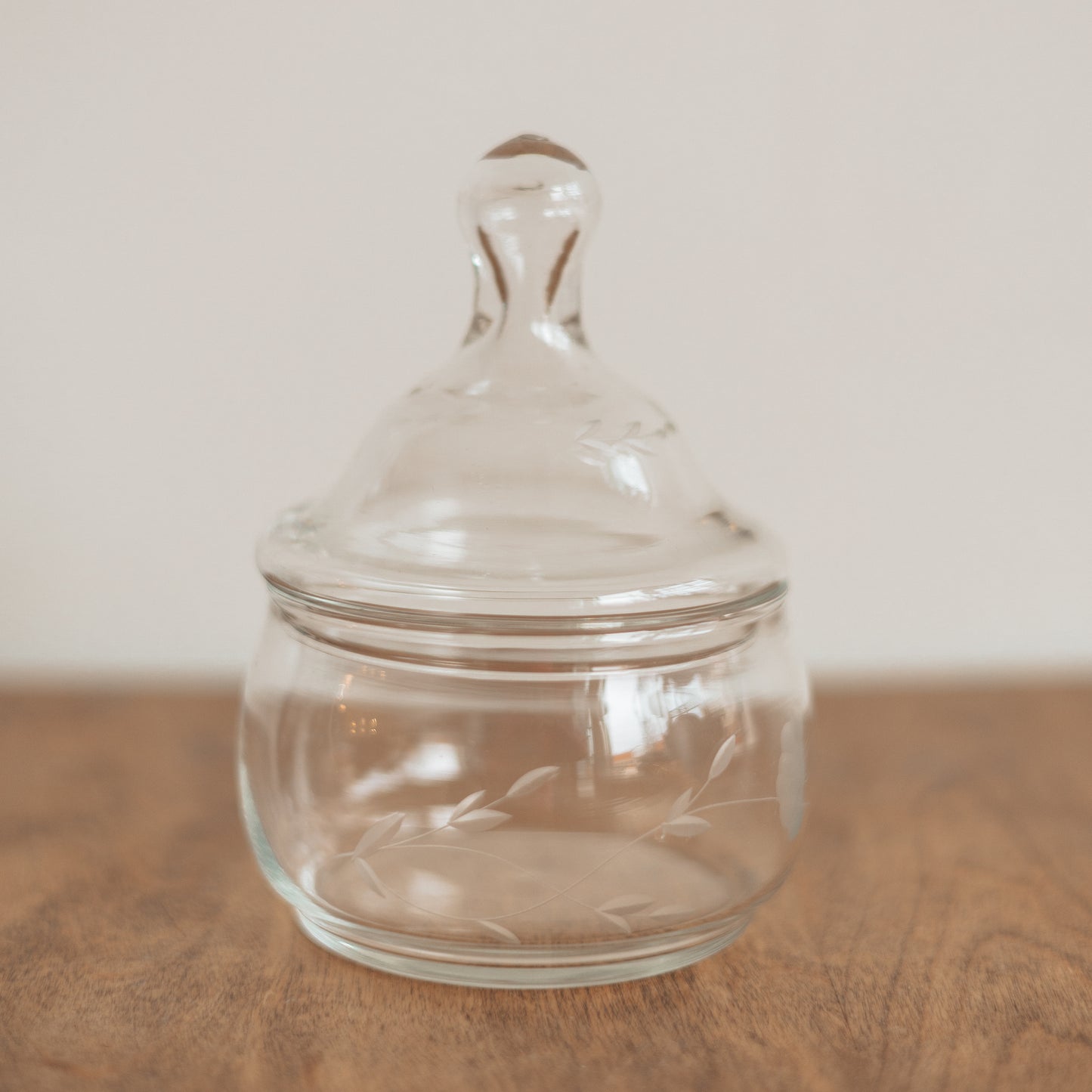 Etched Glass Lidded Jar