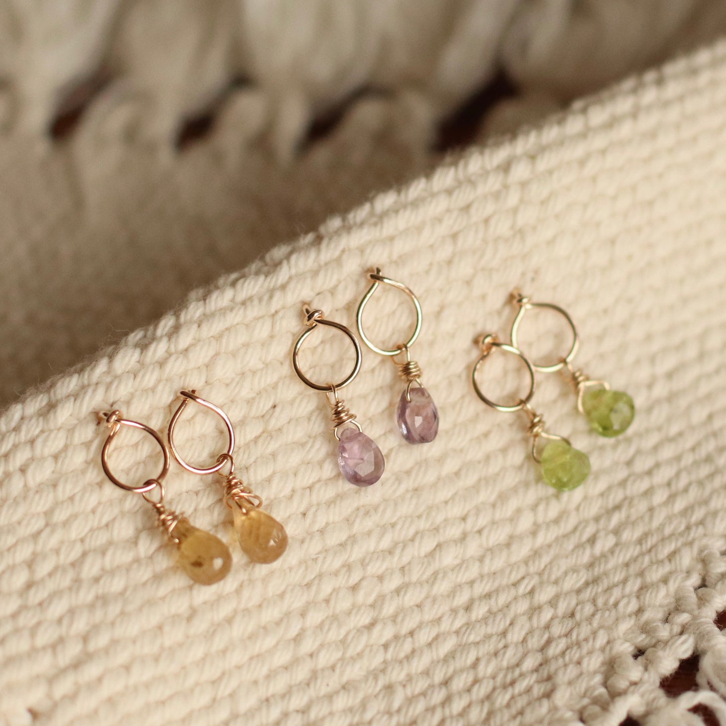 Cire’ Alexandria | Gemstone Circle Drops, 14K Gold Filled, Choose Stone