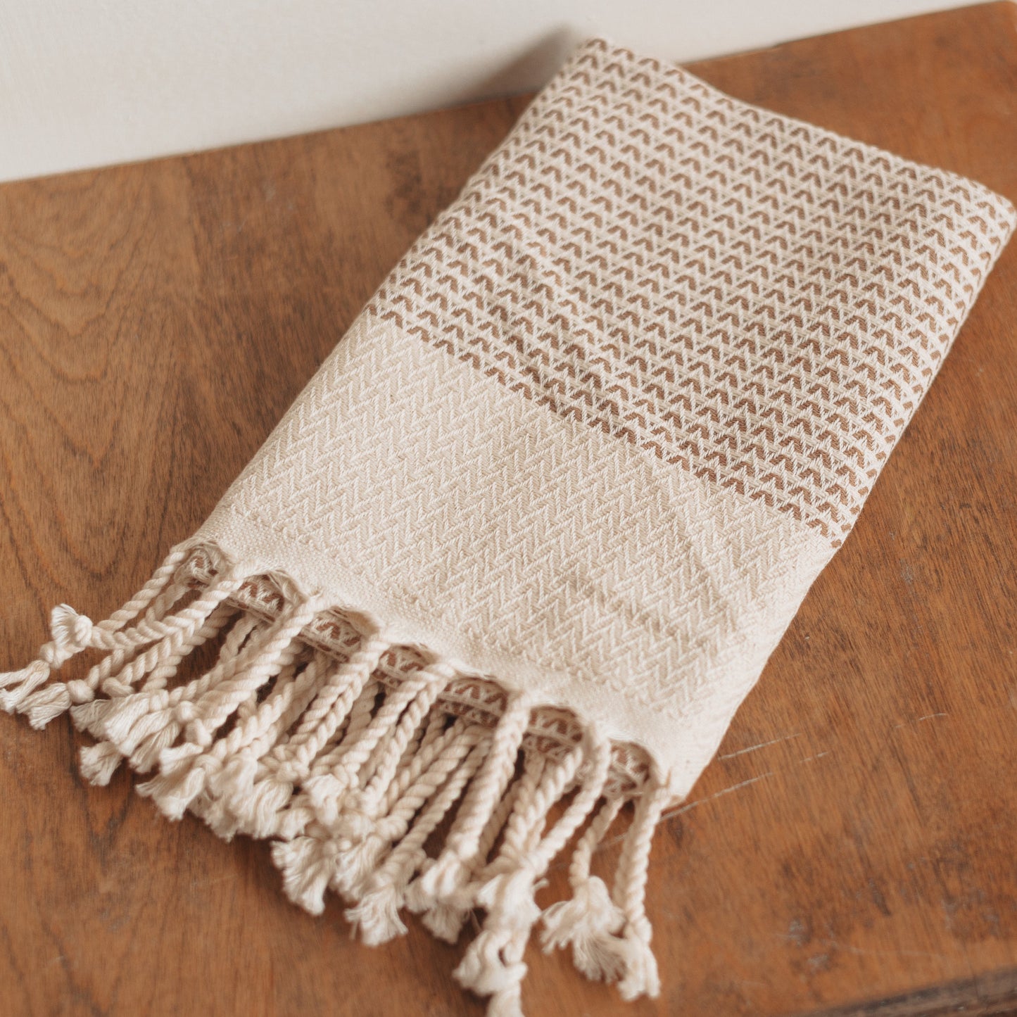 Turkish Towel | Taupe Diamond Patterned Hand Towel, Cotton