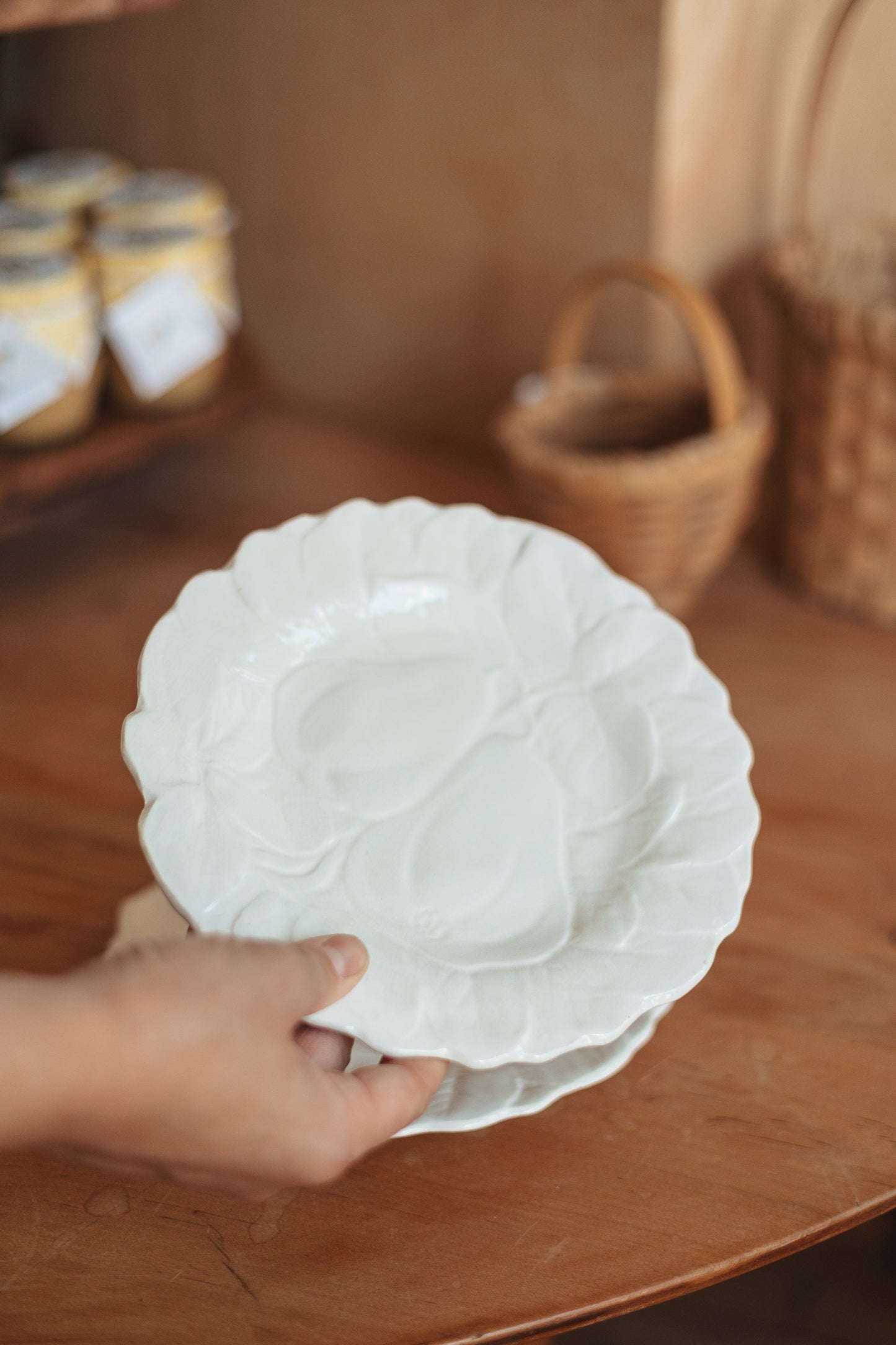 Pair of of French Majolica Fruit  Plates, France