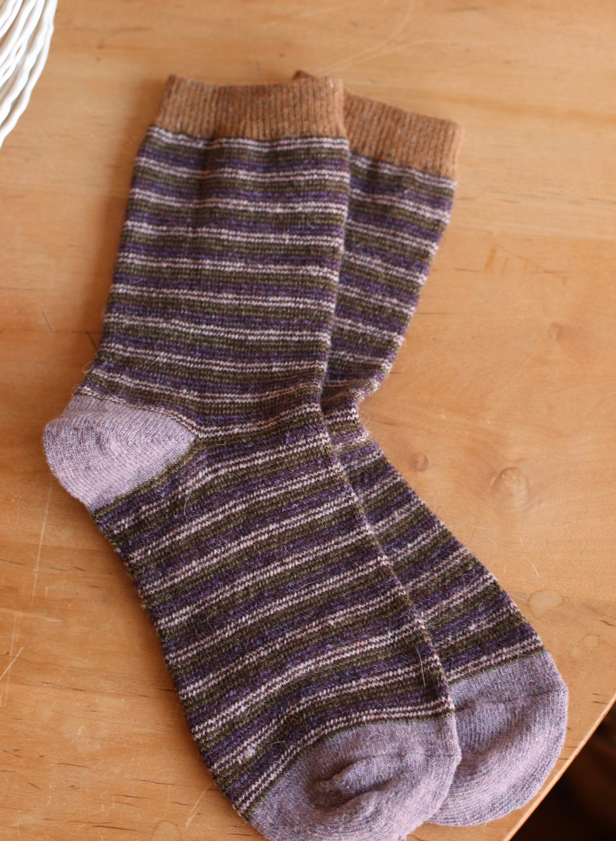 Dune Socks | Soft Striped Crew Sock, Purple