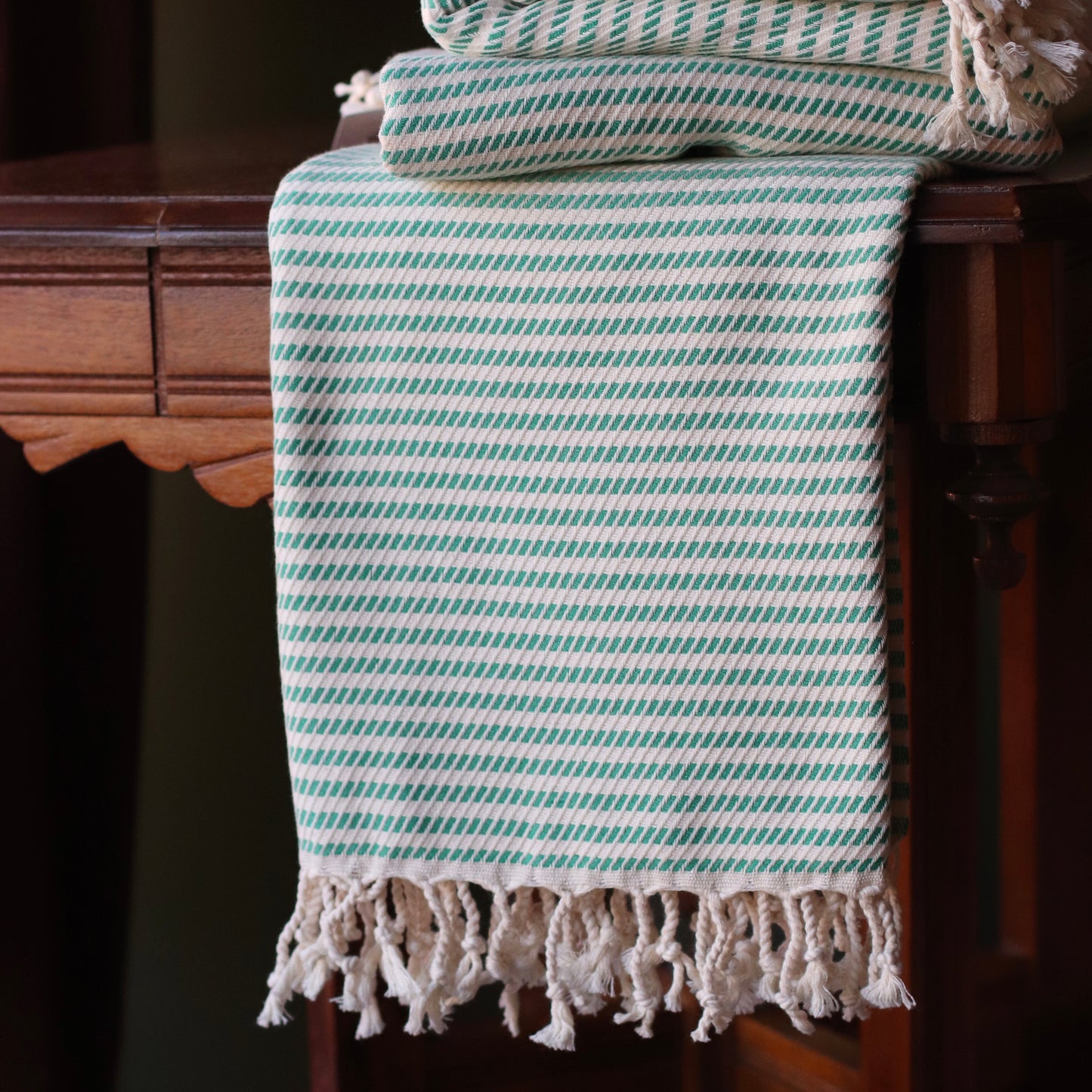 Turkish Towel | Luxury Bath Towel, Green Stripe