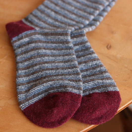 Dune Socks | Soft Striped Crew Sock, Blue