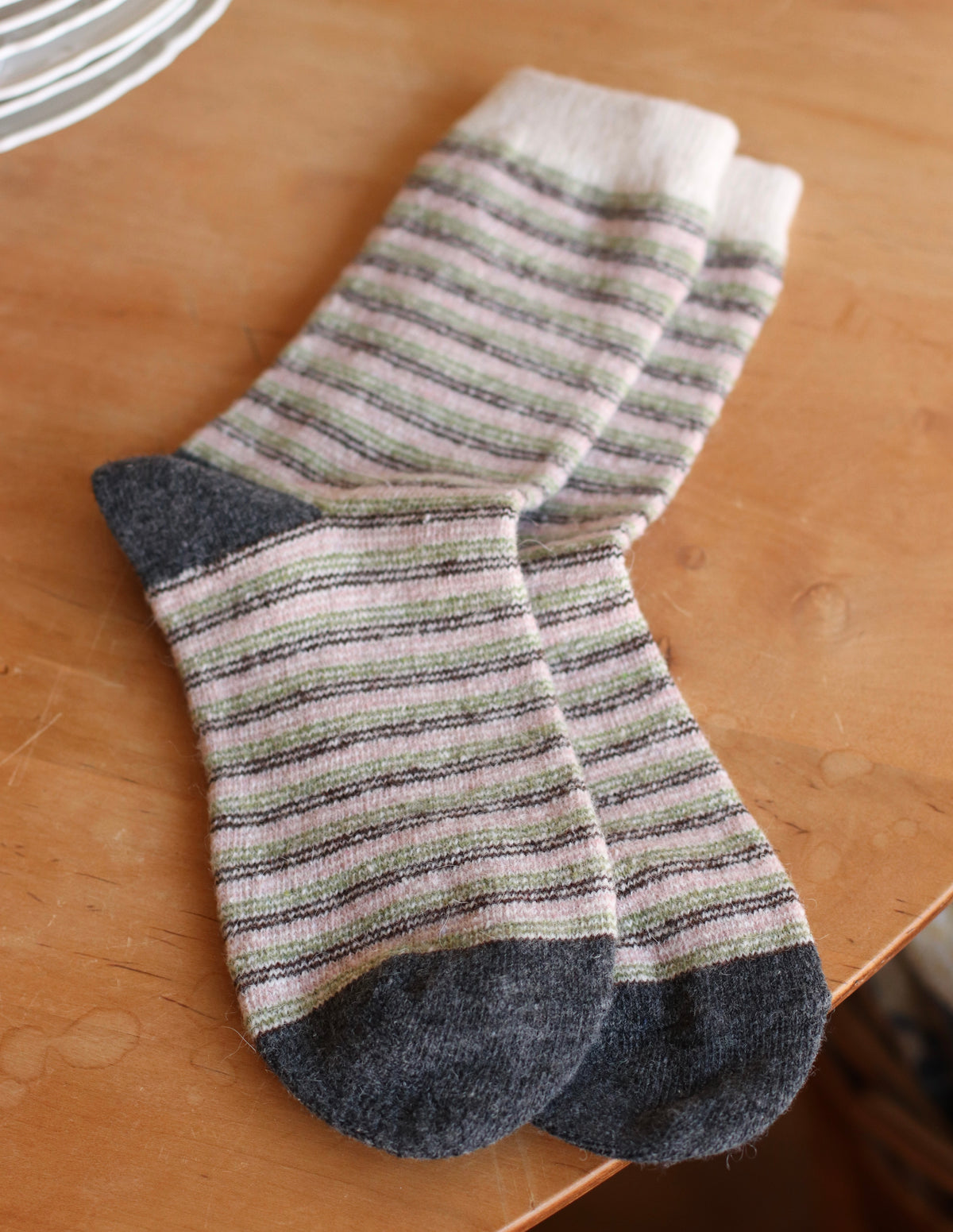 Dune Socks | Soft Striped Crew Sock, Pink