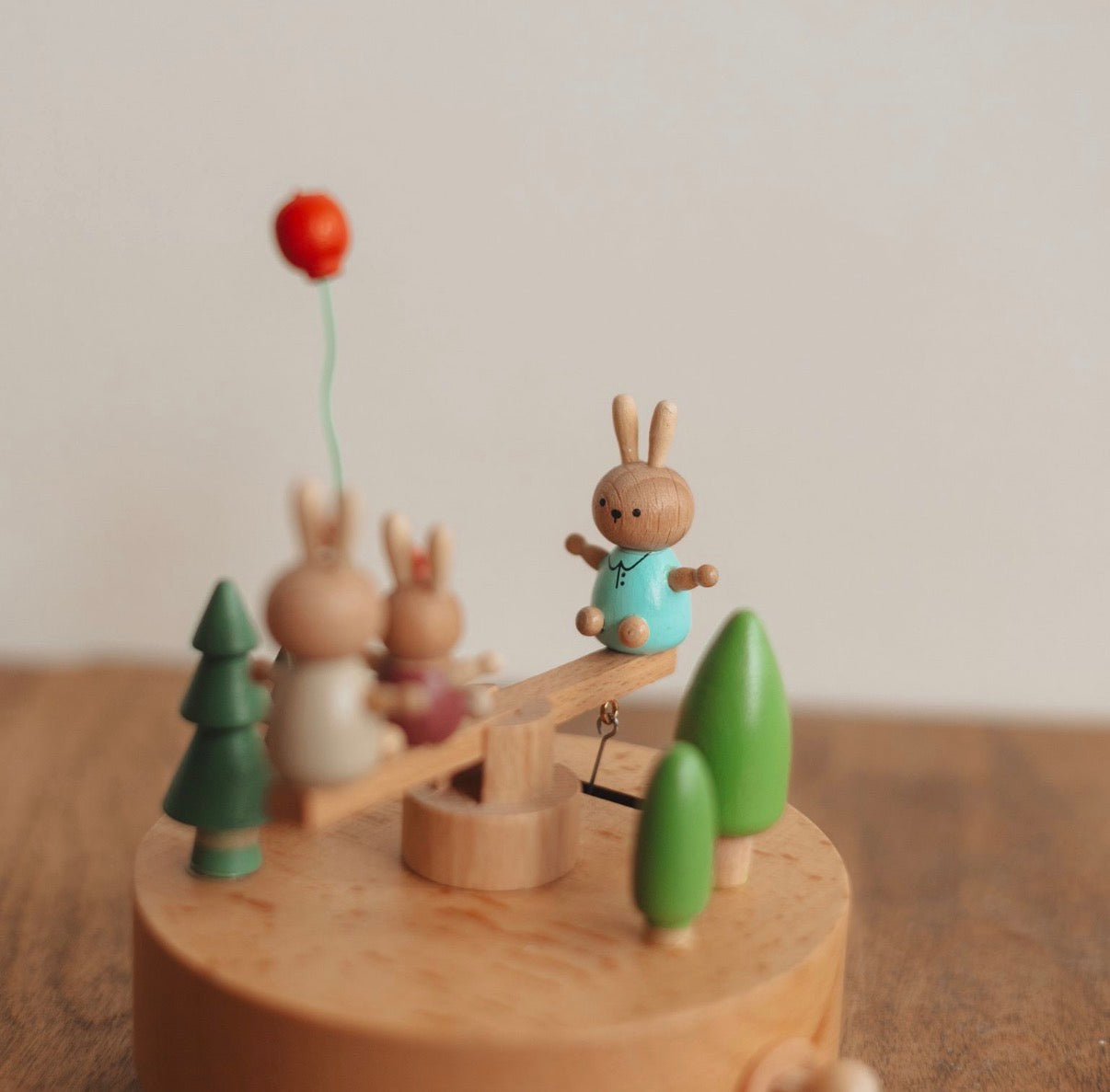 Bunny SeeSaw Wind Up Music Box