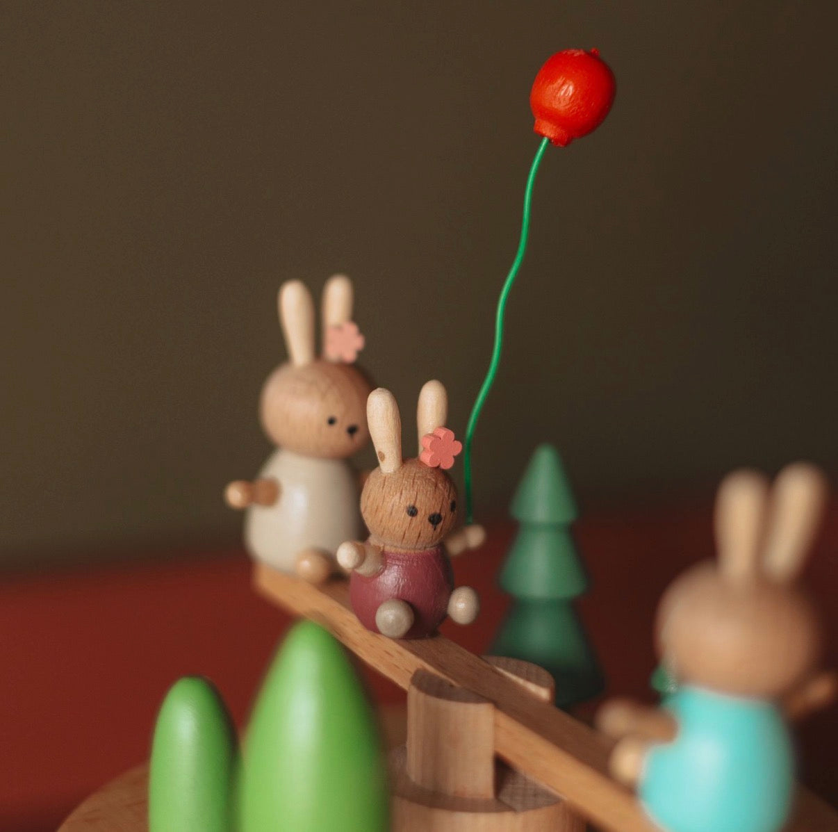 Bunny SeeSaw Wind Up Music Box