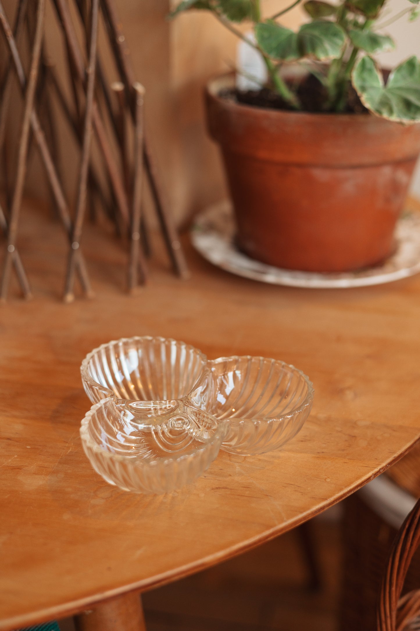Fluted Clover Glass Trinket Dish