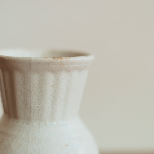 Small White Crackle Glazed Vase