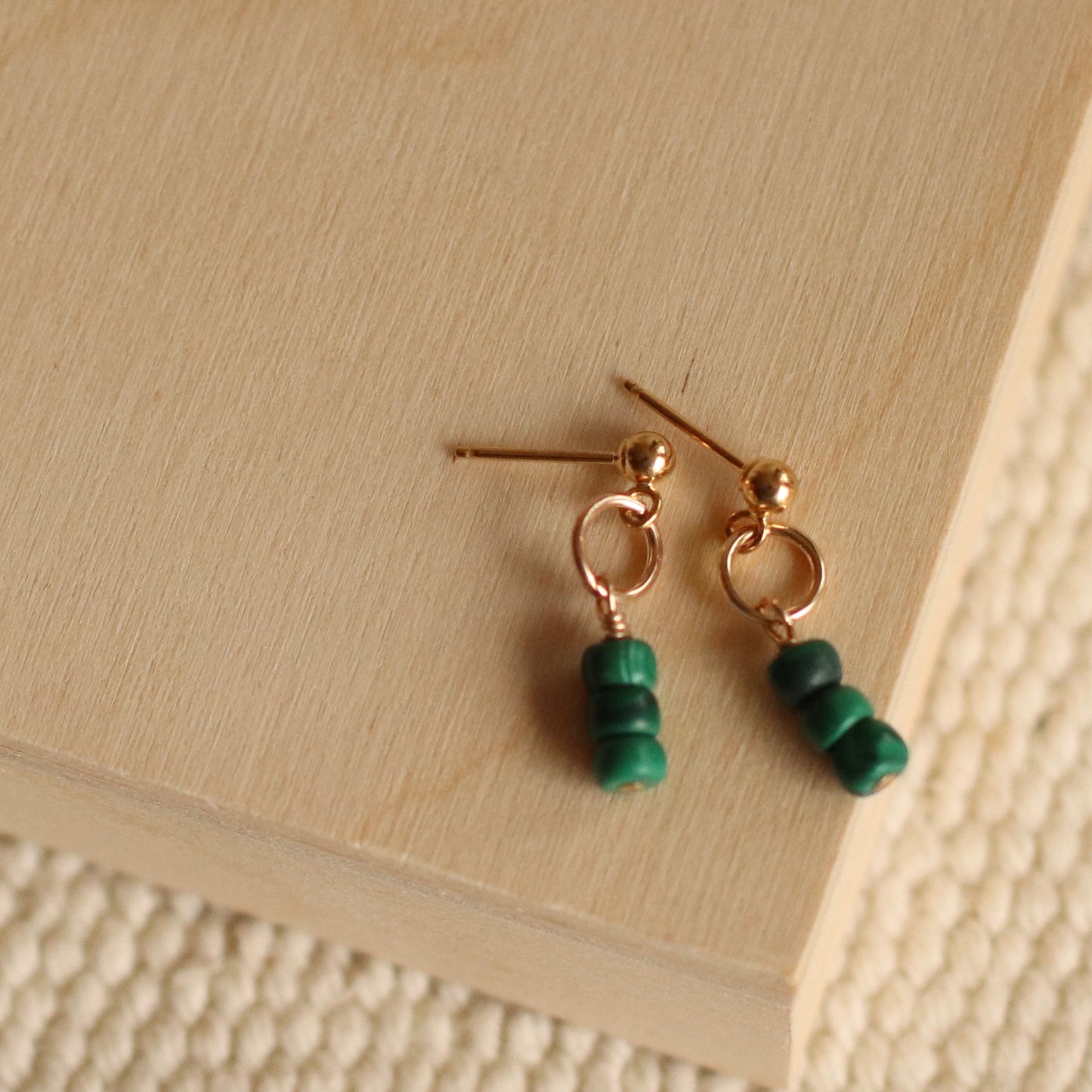 Cire’ Alexandria | Malachite Gemstone Drops, 14K Gold Filled