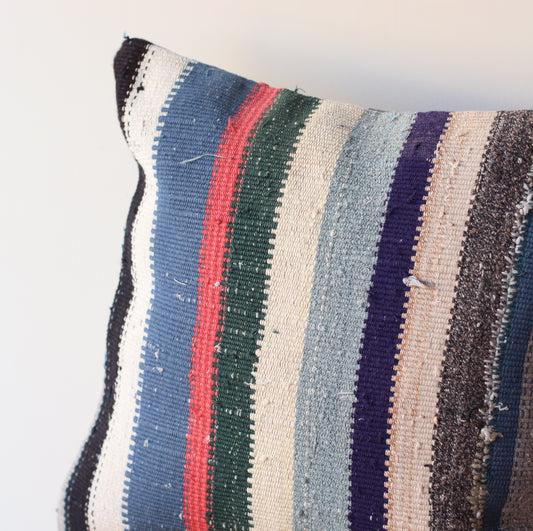 Kilim Pillow | Cool Tone Stripe, includes insert, 18"