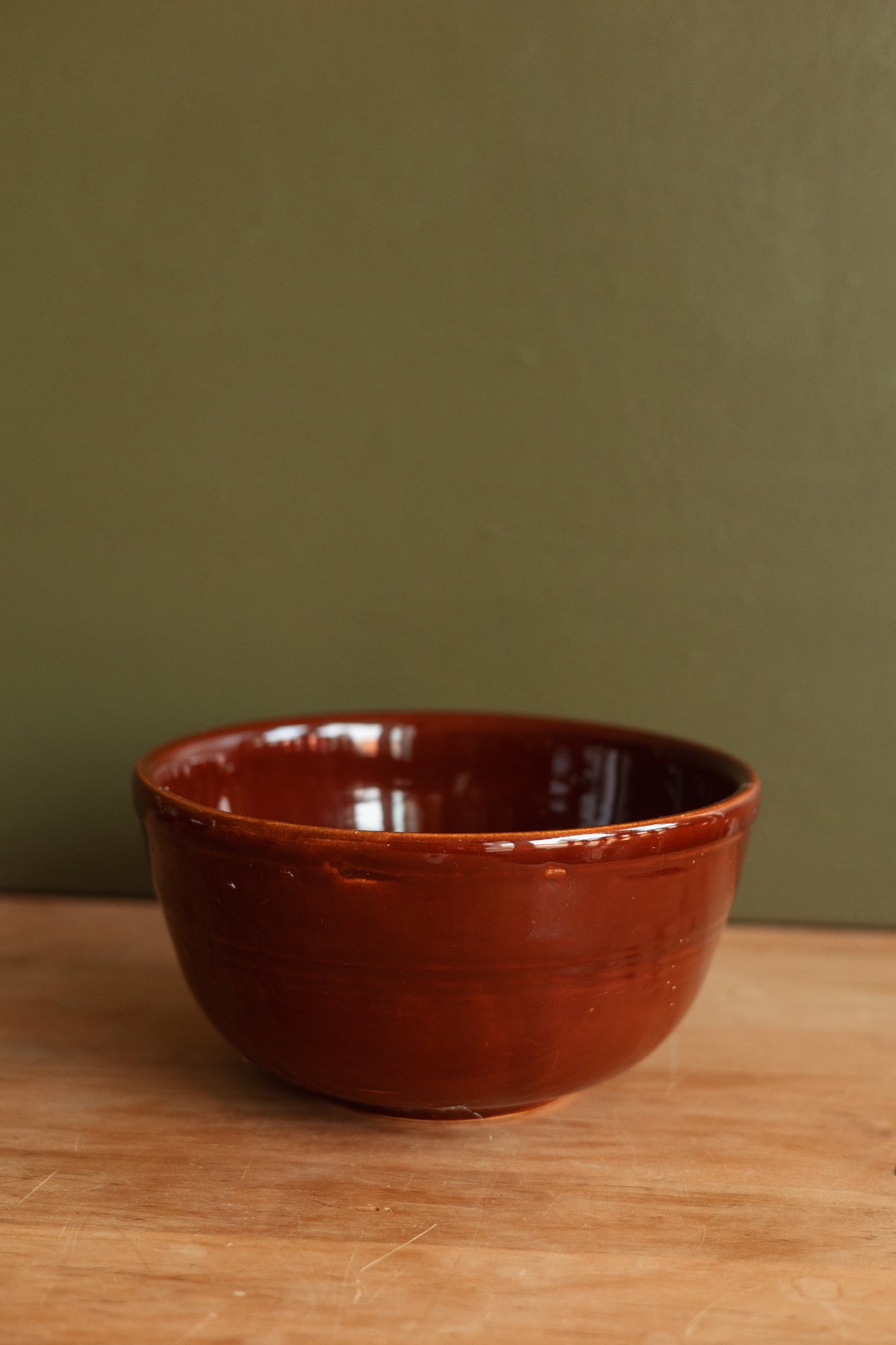 Brown Glazed Stoneware Mixing Bowl