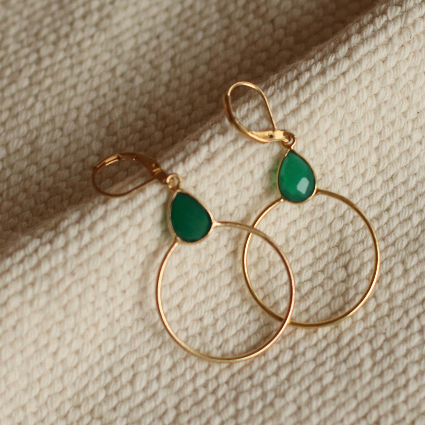 Santore | Halo Green Onyx Gemstone Drop Earrings