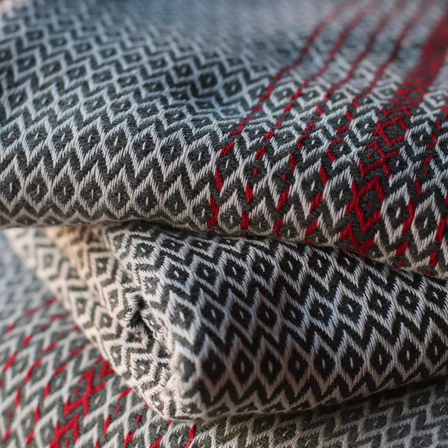 Turkish Towel | Luxury Bath Towel,  Green Diamond with Red Stripe