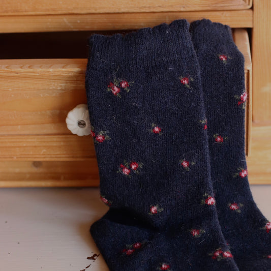 Dune Socks | Extra Soft Tiny Floral Socks, Navy