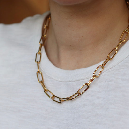 Bazou | Large D Chain Necklace, Stainless Steel