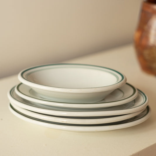 Green Rimmed Diner Mini Dish Set, 5 pieces