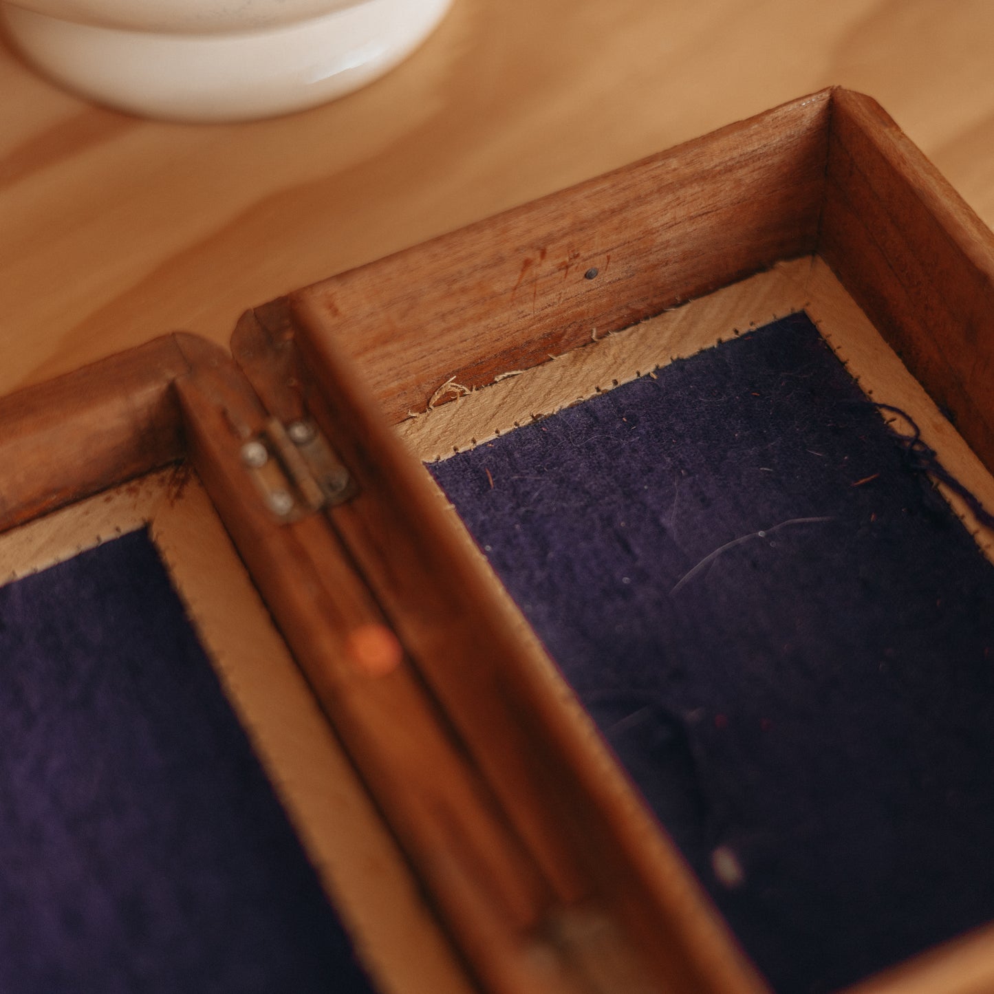 Hand Carved Wooden Box with Floral Inlay
