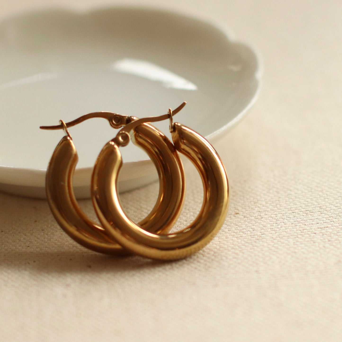 Dune Hoops | Gold Stainless Steel Chunky Hoop Earring