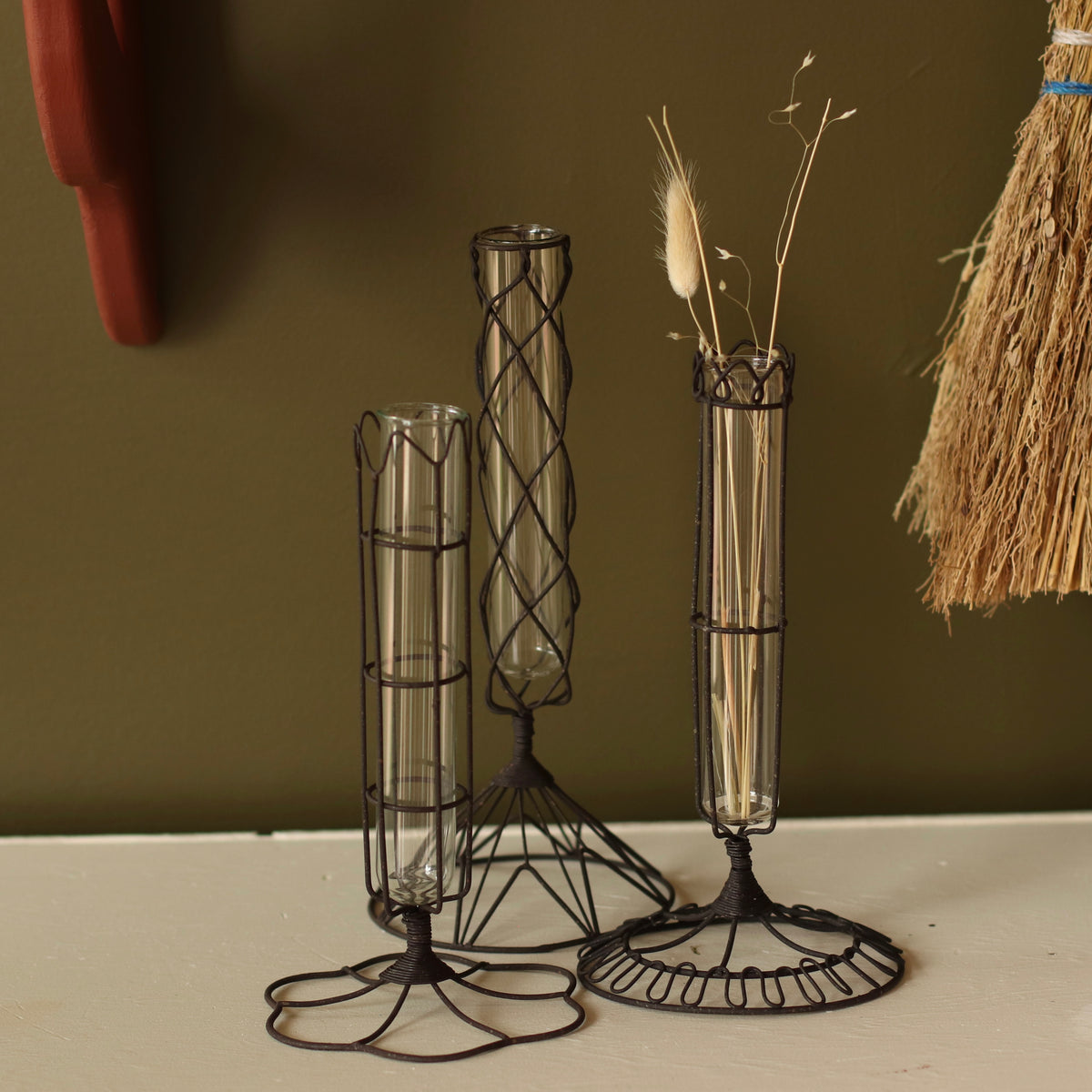 Dune Accents | Wire Wrapped Glass Bud Vase, Assorted Designs