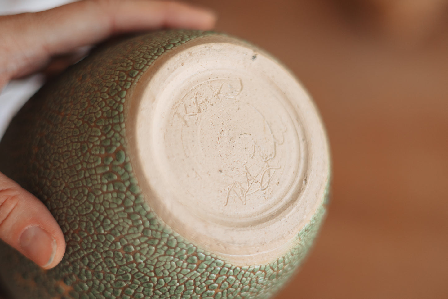 Handmade Crocodile Skin-Style Green Vase