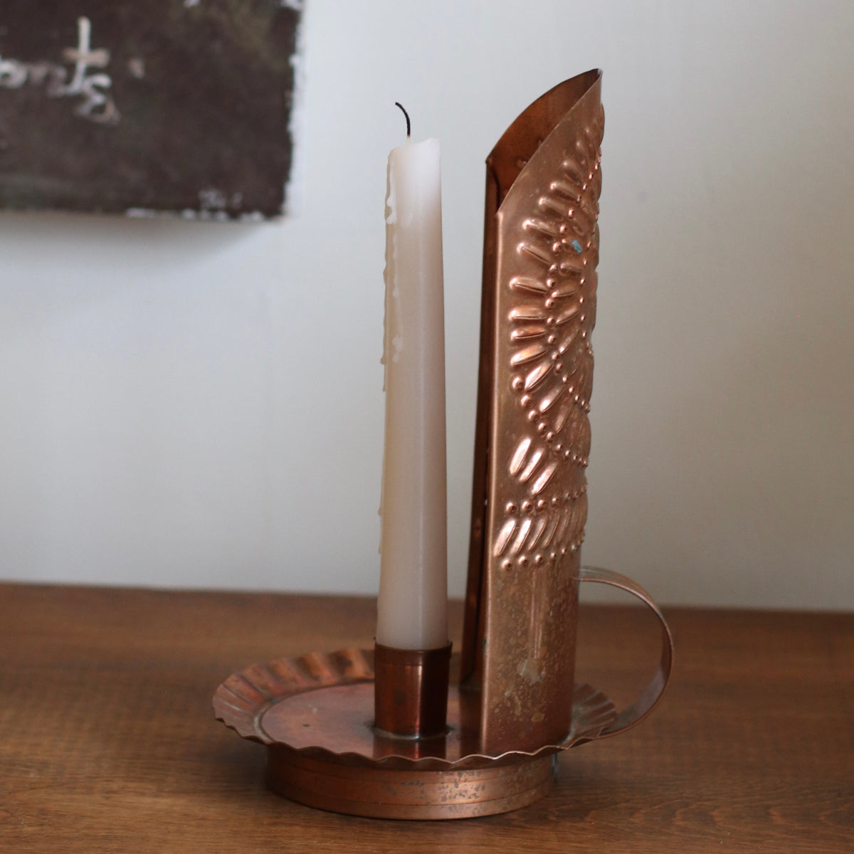 Copper Punched Metal Candle Sconce