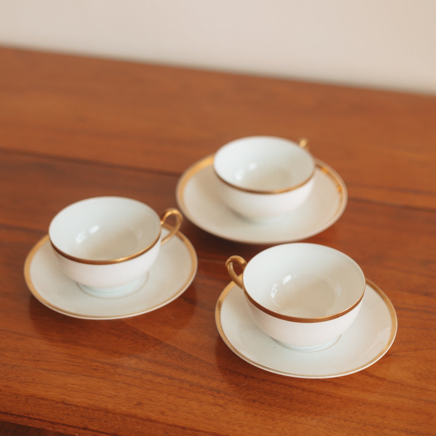 Vintage Teacup and Saucer from Bavaria, Fine China with Gold Rim