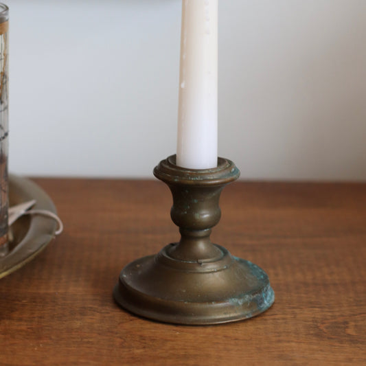 Perfectly Patinaed Single Brass Candlestick Holder