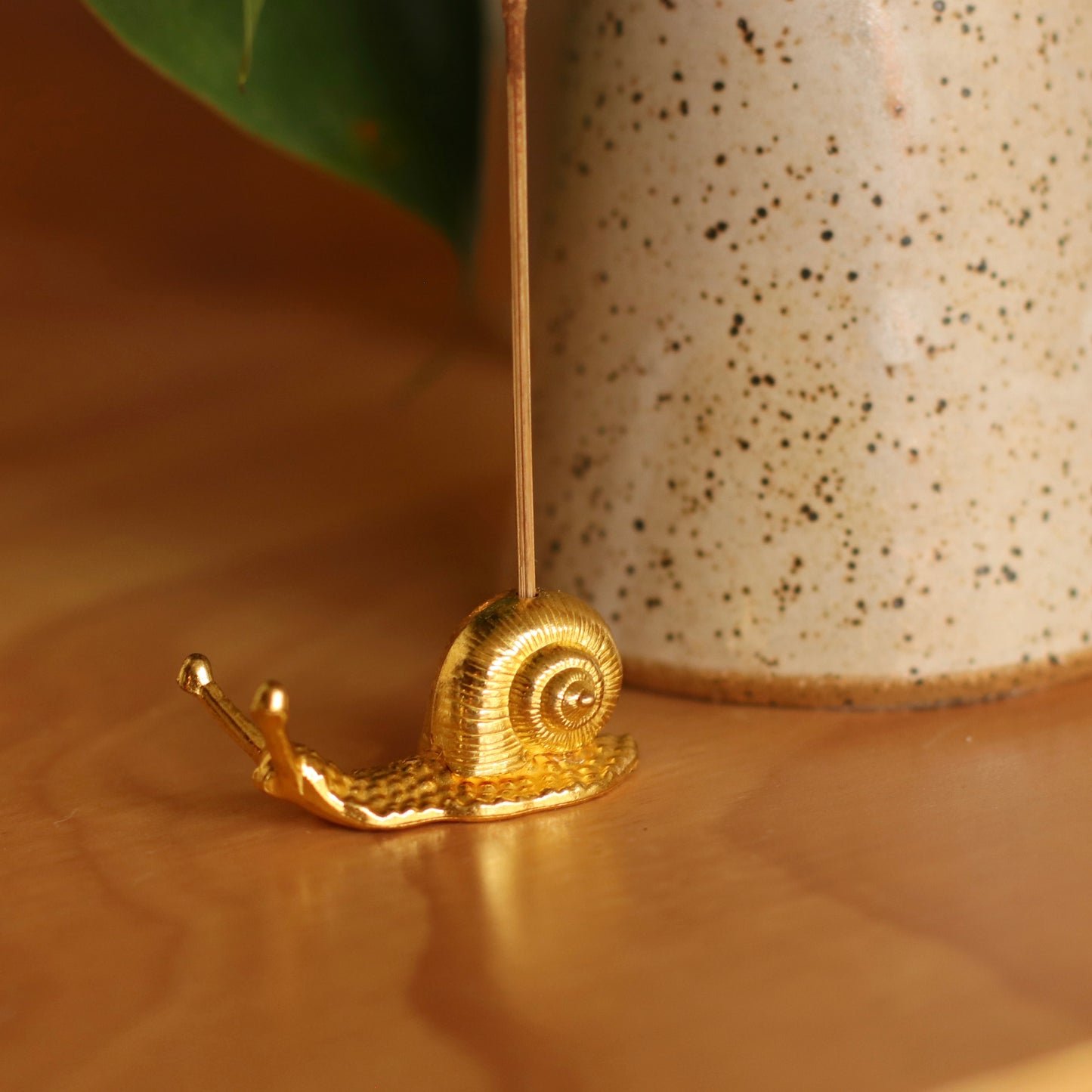 Mini Snail Incense Holder, Solid Gold