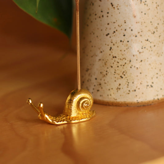 Mini Snail Incense Holder, Solid Gold