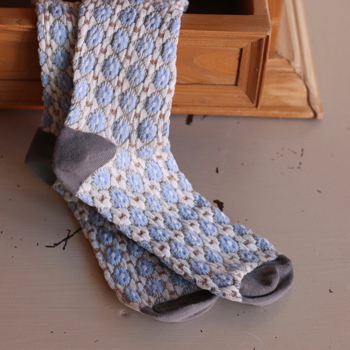 Dune Socks | Blue Cluster Bloom Patterned Socks