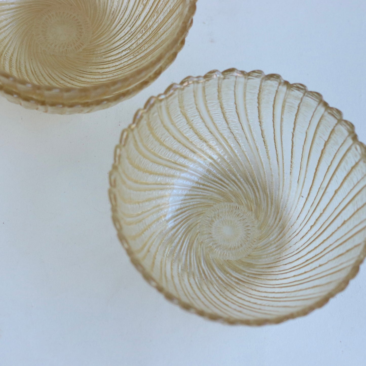 Pale Gold Swirled Glass Bowls, Set of 3