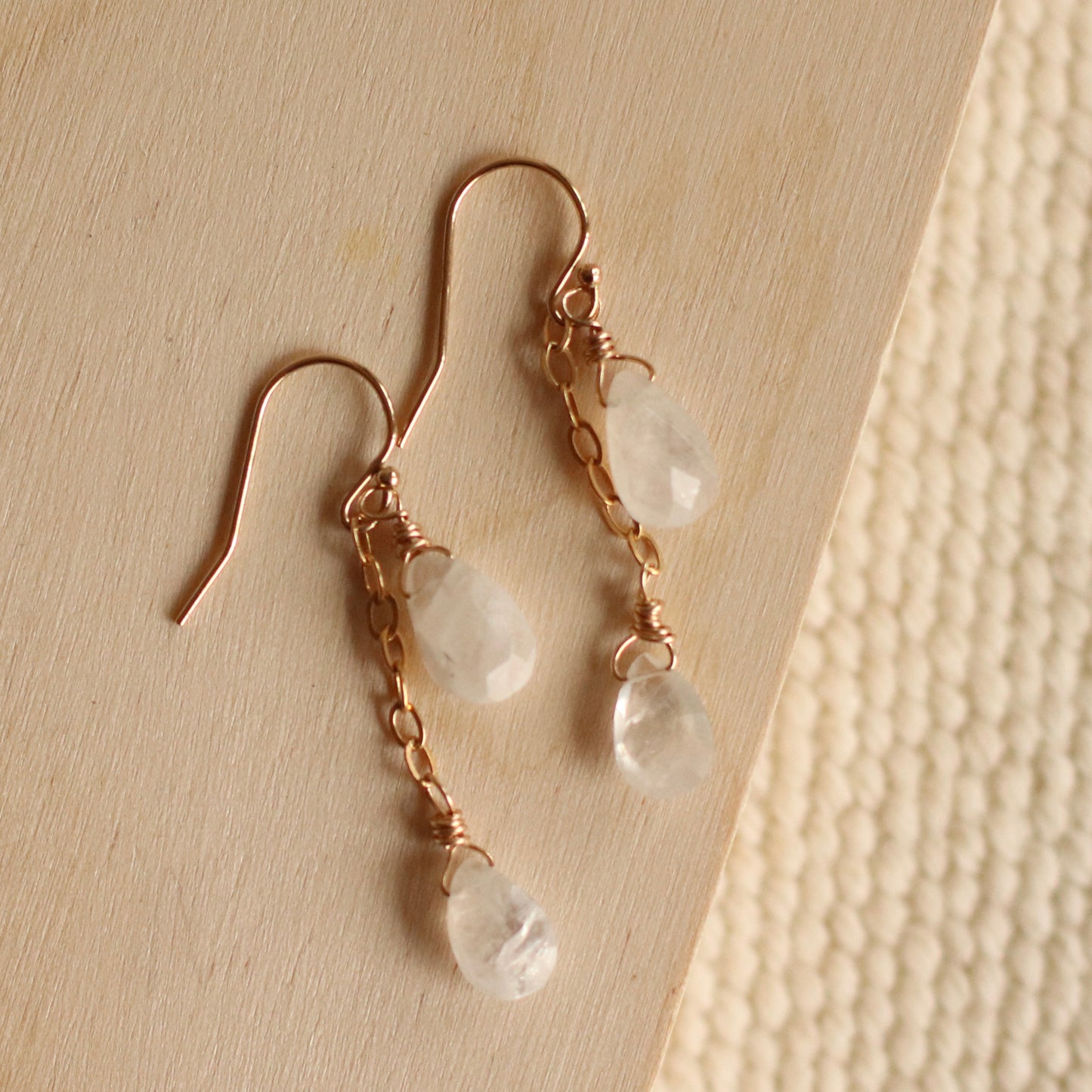 Cire’ Alexandria | Double Moonstone Drops, 14K Gold Filled