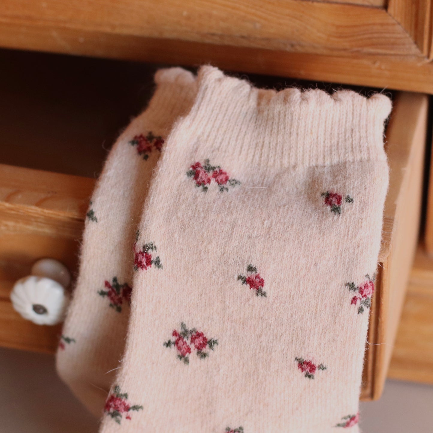 Dune Socks | Extra Soft Tiny Floral Socks, Cream