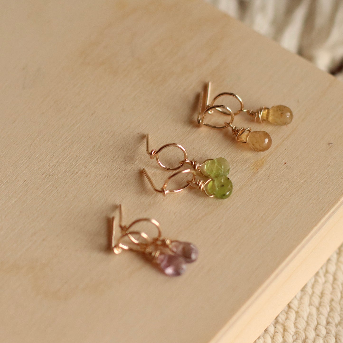 Cire’ Alexandria | Gemstone Circle Drops, 14K Gold Filled, Choose Stone