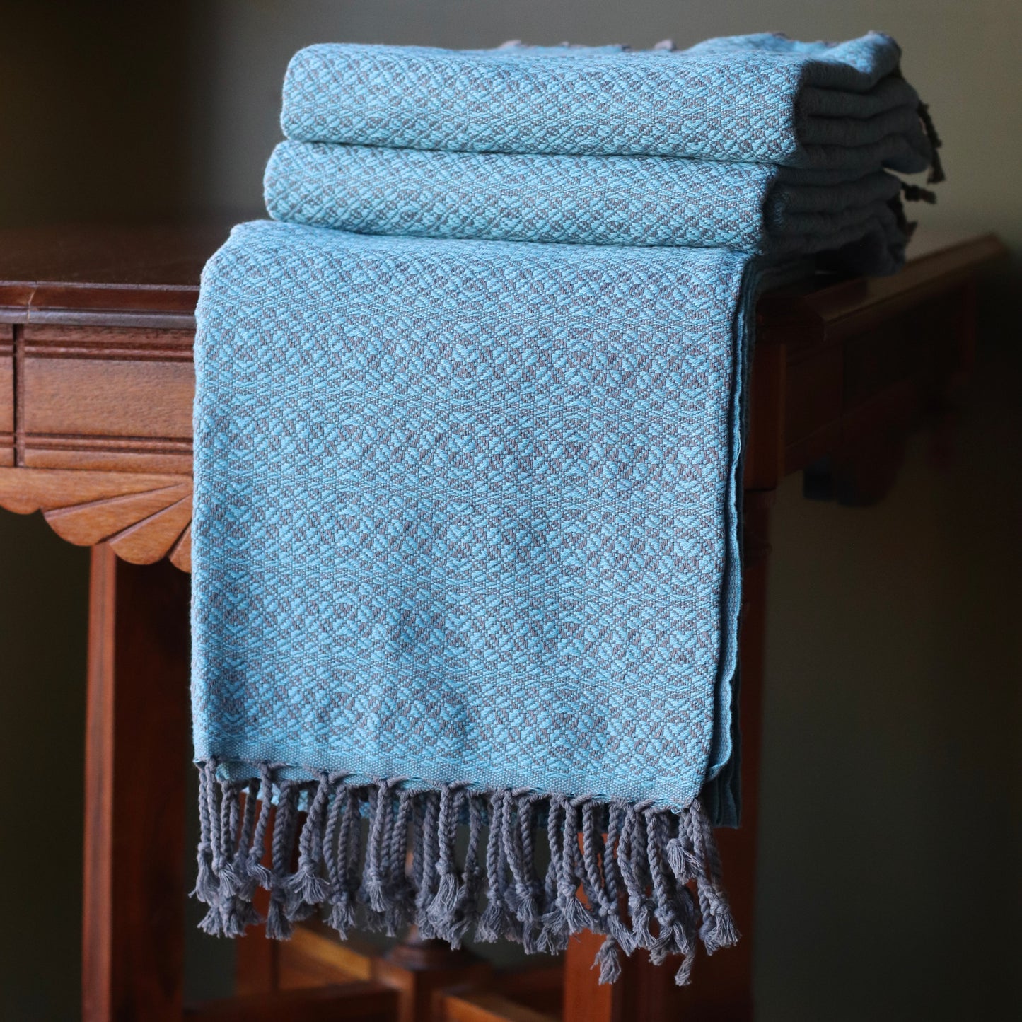 Turkish Towel | Luxury Bath Towel, Turquoise + Grey