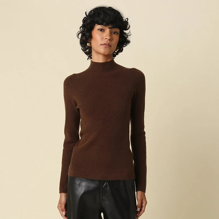 Brown Mock Neck Sweater