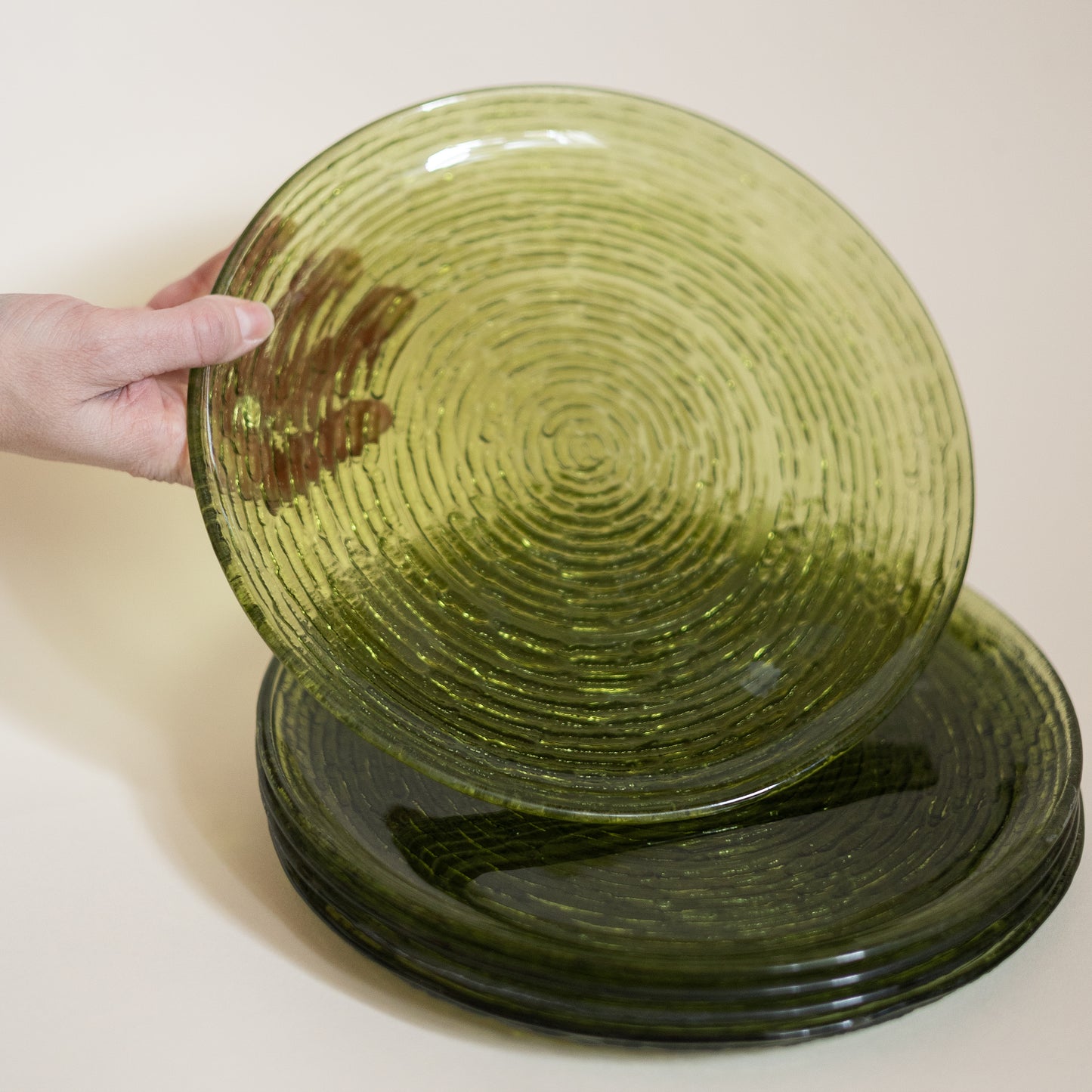 Anchor Hocking Vintage Green Plates, Set of 5