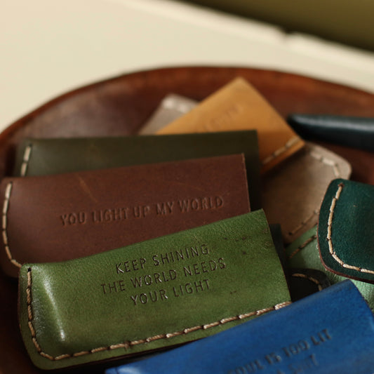 Dune Accents | Leather Lighter Cases with Embossed Quote, picked at random