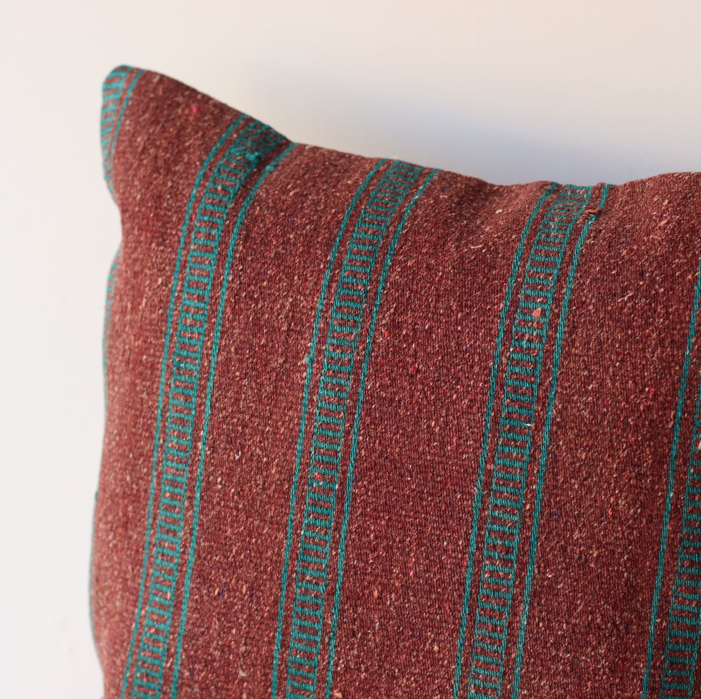 Kilim Pillow | Burgundy and Teal Stripe, includes insert, 18"