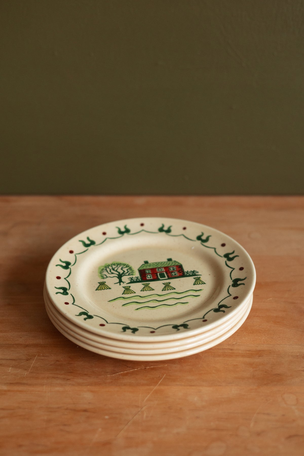 Folk Art Salad Plates, Set of 4
