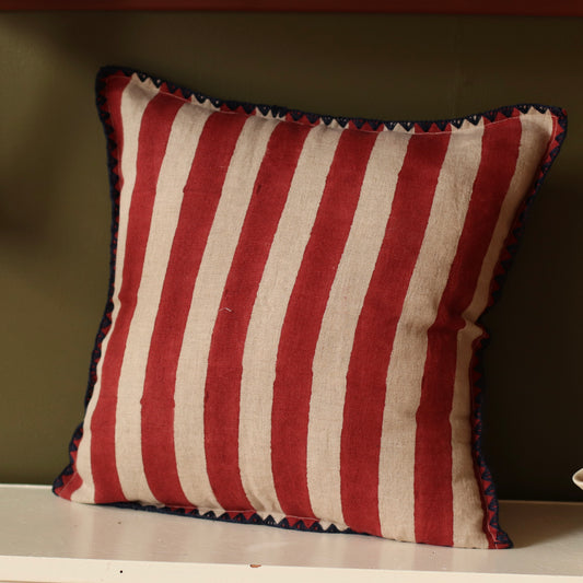 Dune Pillows | Linen Sutra Pillow, Red Stripe, 16"